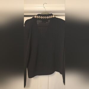 Saint John Evening Collection Black knit sweater w/Buttons size 14